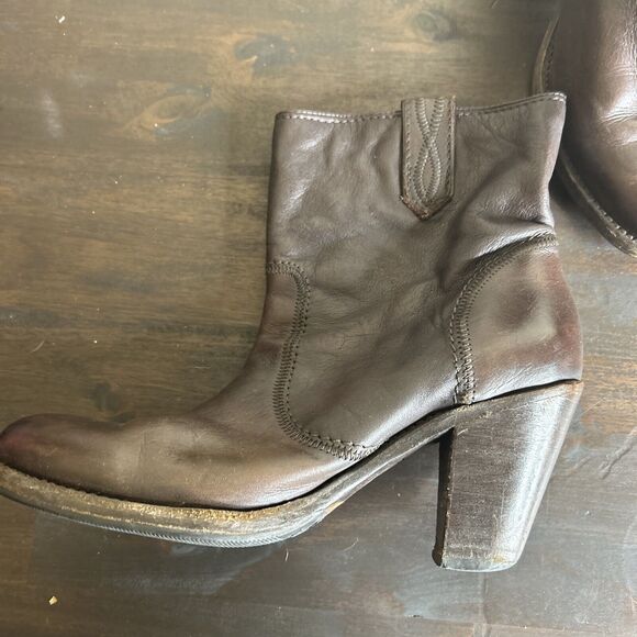 Frye Women Size 8B Boots Cowboy Western Pull On Shoes Heel Black Leather Jackie - Picture 2 of 16